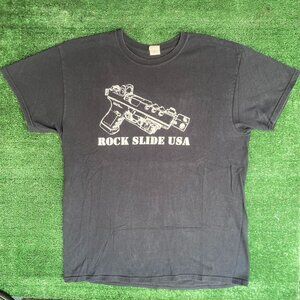 Vintage Y2K Glock Pistol Shirt Rock Slide Handgun Drill Tee
